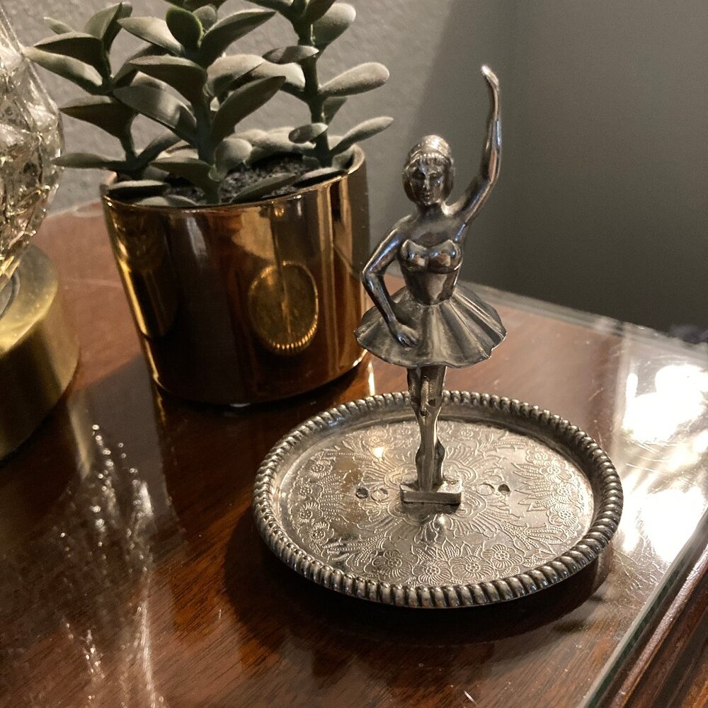 Vintage Silver Plated Ballerina Ring Holder